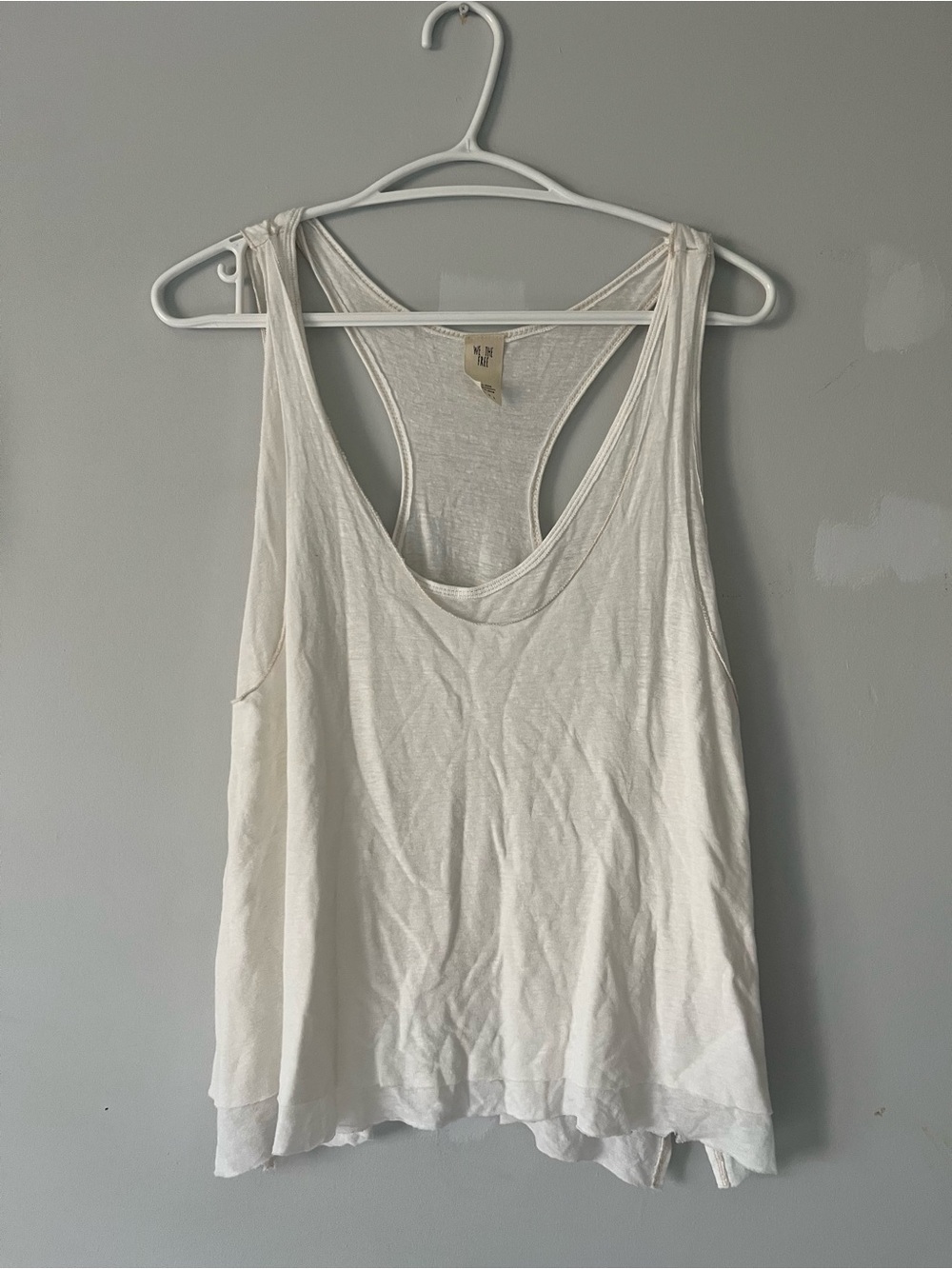 We The Free White Racerback Tank Top lagenlook artsy everyday lounge comfy